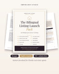 The Bilingual Listing Launch Pack cover, English and Spanish templates for realtors
