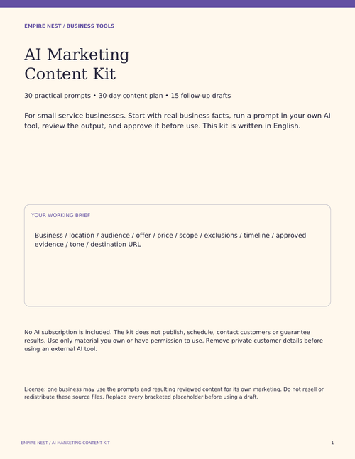 Portada del AI Marketing Content Kit de Empire Nest, en inglés