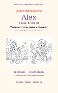 Muestra del libro digital de cumpleaños personalizado con el nombre Alex