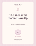 The Weekend Room Glow-Up: actual English PDF cover, pastel edition. Digital download; no physical shipment.