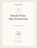 Small Fixes, Big Protection: actual English PDF cover, pastel edition. Digital download; no physical shipment.