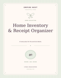 Home Inventory & Receipt Organizer: actual English PDF cover, pastel edition. Digital download; no physical shipment.