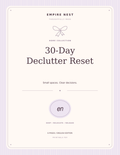 30-Day Declutter Reset: actual English PDF cover, pastel edition. Digital download; no physical shipment.