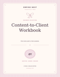Content-to-Client Workbook: actual English PDF cover, pastel edition. Digital download; no physical shipment.
