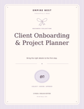 Client Onboarding & Project Planner: actual English PDF cover, pastel edition. Digital download; no physical shipment.