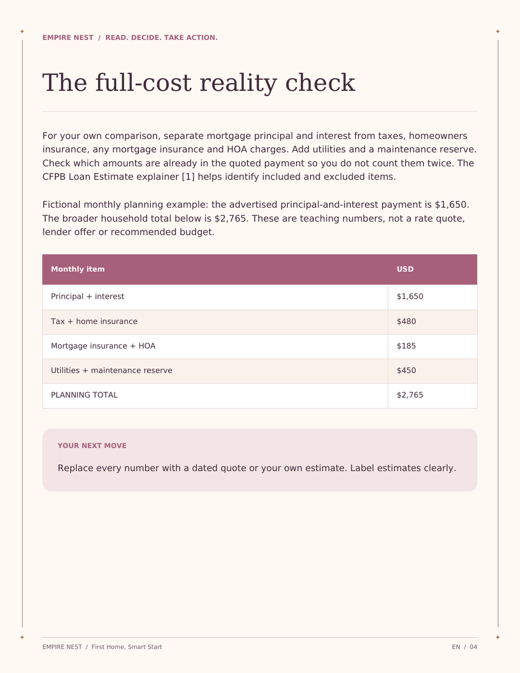 First Home, Smart Start: actual interior page from the printable PDF.