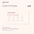Loyalty Card Design. Sample custom digital design. Printing and shipping are separate.