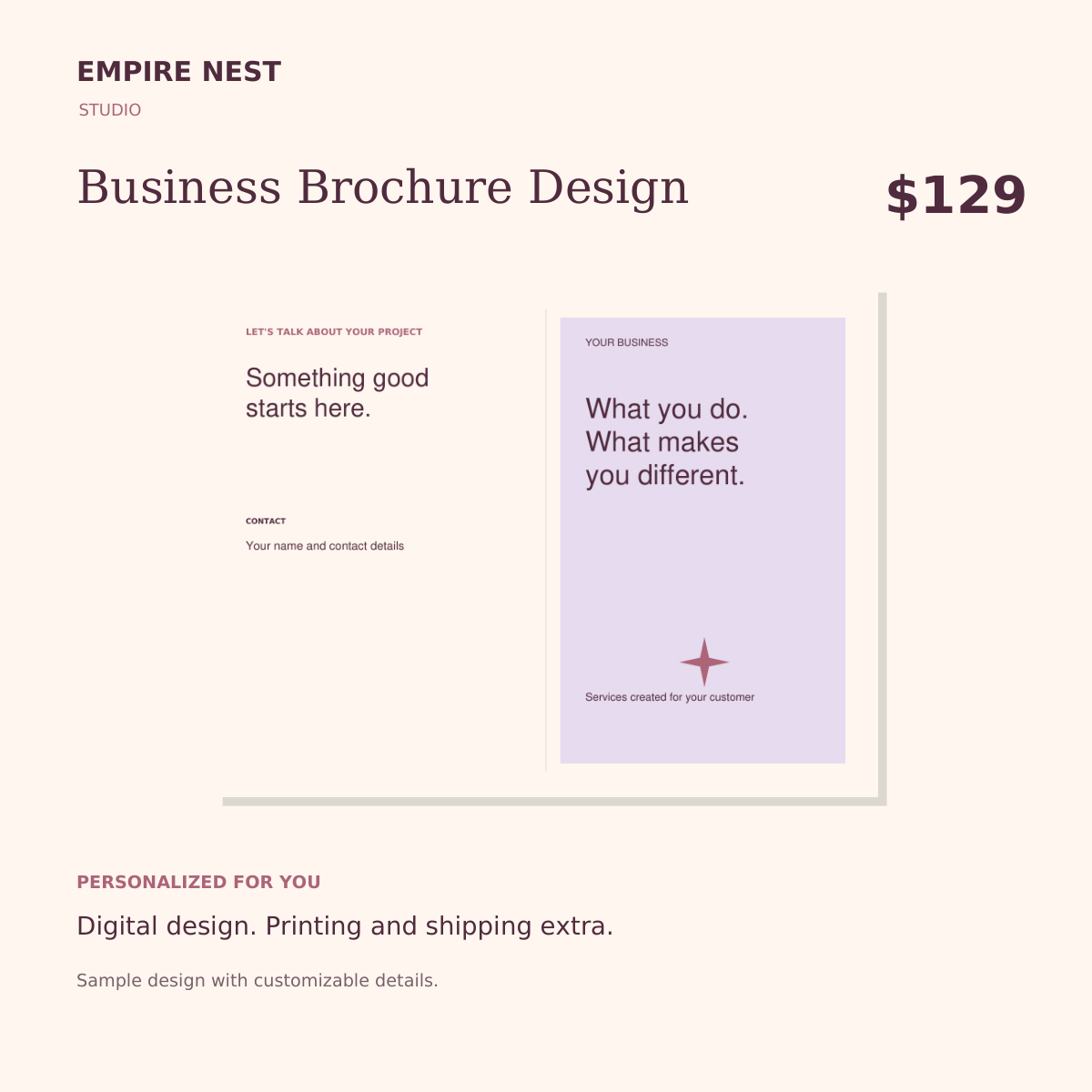 Business Brochure Design. Sample custom digital design. Printing and shipping are separate.
