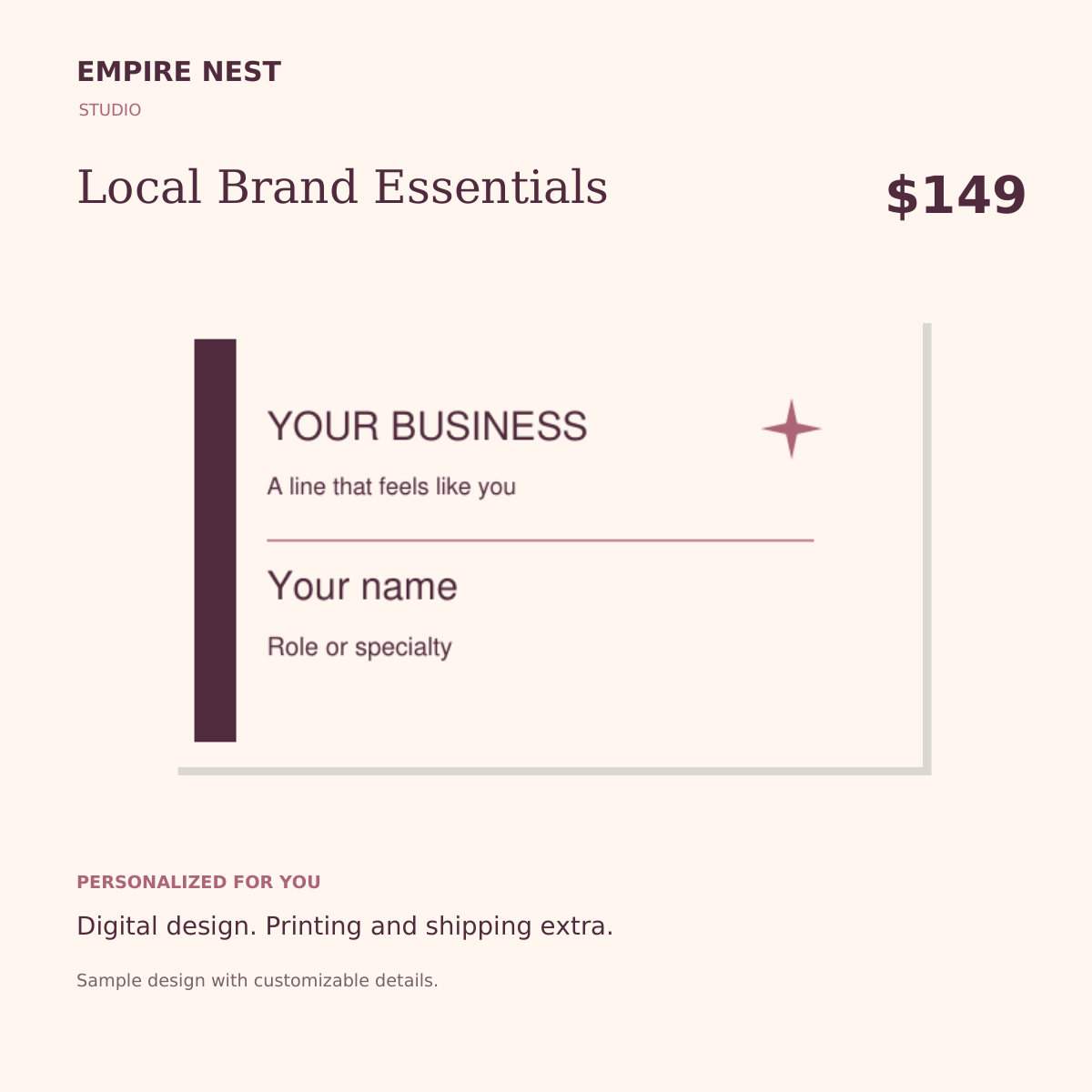 Local Brand Essentials: digital design example, printing not included.