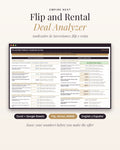 Flip and Rental Deal Analyzer spreadsheet for Excel and Google Sheets