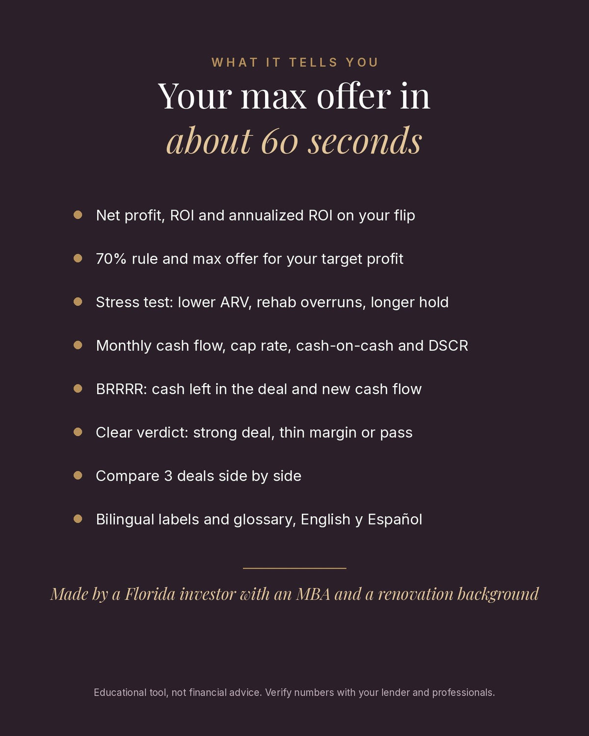 What the deal analyzer calculates