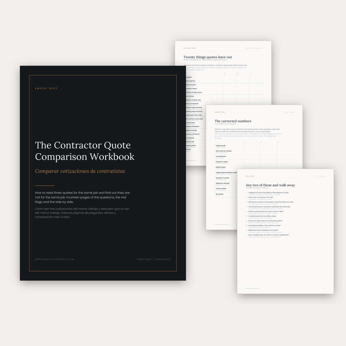 The Contractor Quote Comparison Workbook cover